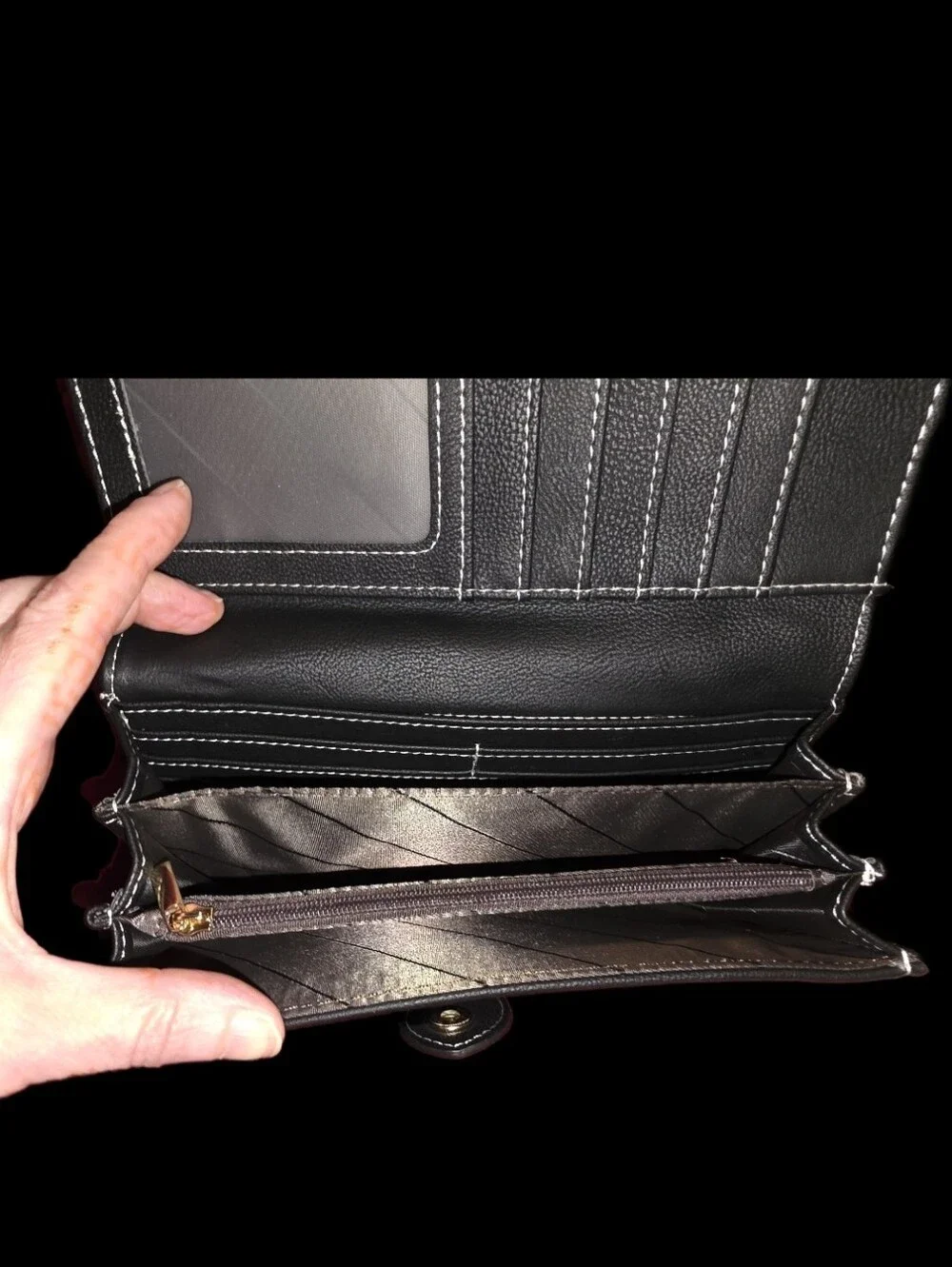 Black Wallet with Contrast Stitching